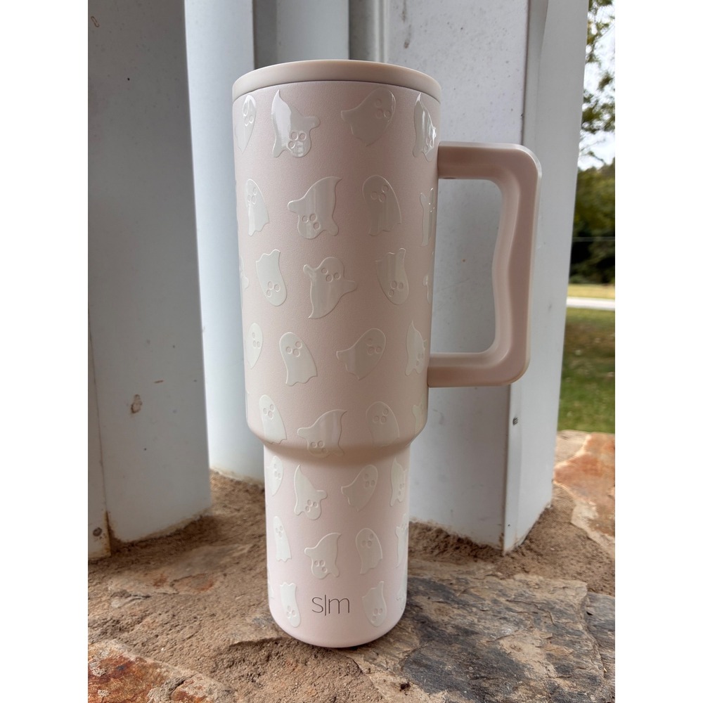 Simple Modern 40oz Trek Tumbler Pink Ghost Embossed Insulated Straw Lid Handle
